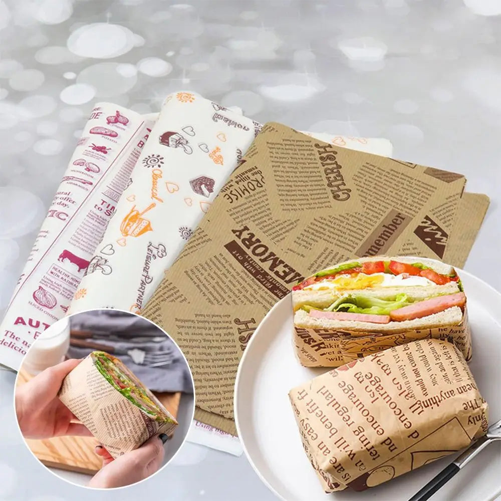 Paper Food Wrappers Paper Non-stick Newspaper Style Wax Paper Wax Paper Food Packaging Wrapping Paper Oil-proof Baking Paper