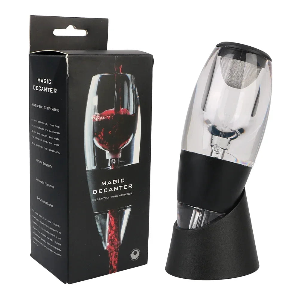 Professional Wine Decanter Pourer with Filter and Base Quick Sobering Wine Whisky Aerator Dispenser Wine Accessories