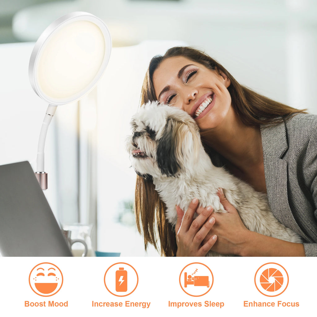 Household Desktop Light Therapy Device / Sleep Lamp with Adjustable Cold & Warm Multi-color Modes and 10000Lux Intensity for Dep