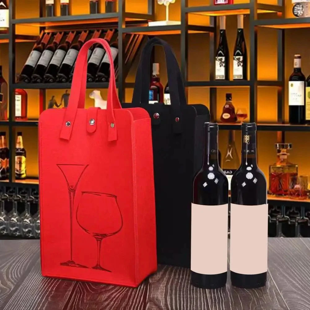 Felt Wine Bottle Bag Double Bottles Great Load Bearing Handheld Beverage Packaging Handbag Gift Wrap Storage Pouch Wine Tote Bag