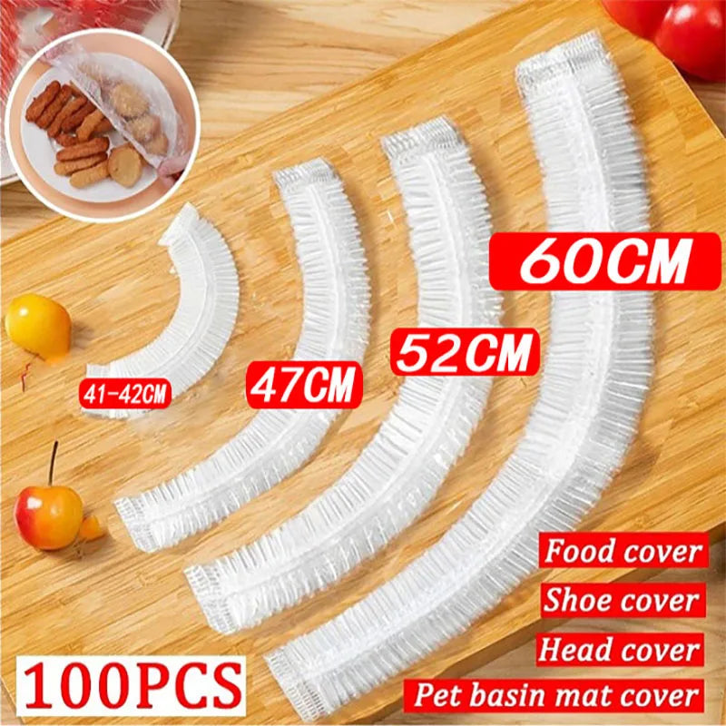 50 Pieces Disposable Food Cover Plastic Wrap Food Grade Fruit And Vegetable Plastic Bags Elastic Plastic Bags Kitchen Organizer