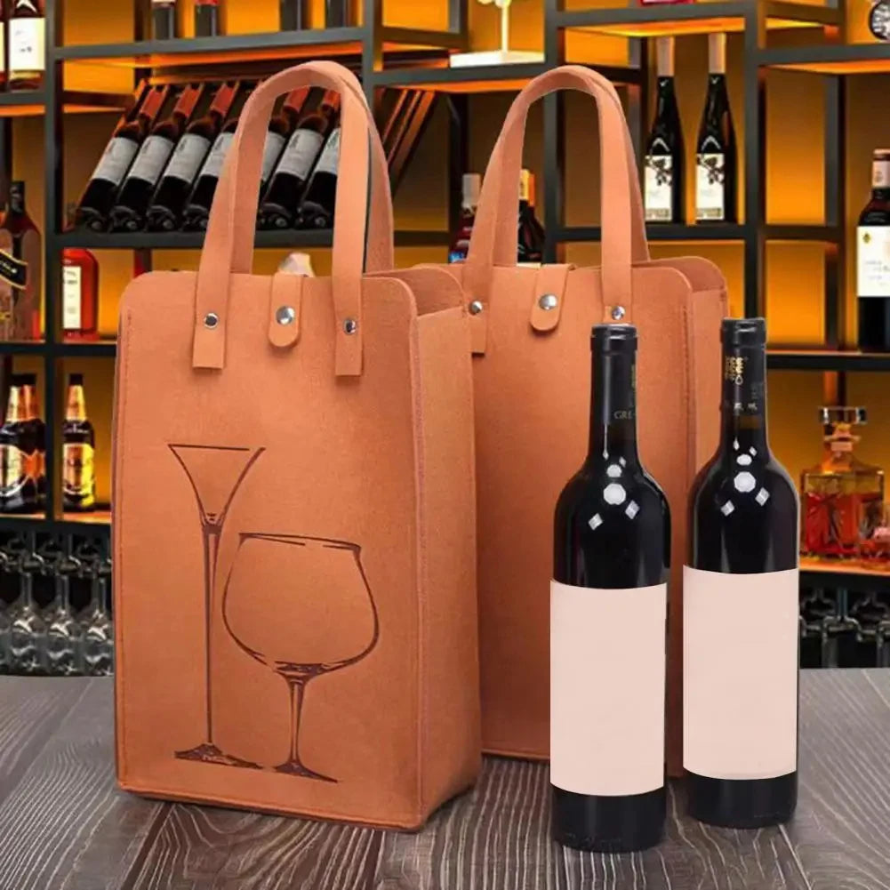 Felt Wine Bottle Bag Double Bottles Great Load Bearing Handheld Beverage Packaging Handbag Gift Wrap Storage Pouch Wine Tote Bag