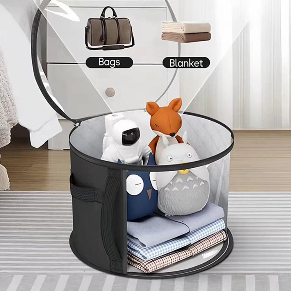 1pcs Non-woven Fabric Hat Storage Bucket Clothing Hat Travel Portable Organizer Foldable Storage Bag Space-saving Home Products