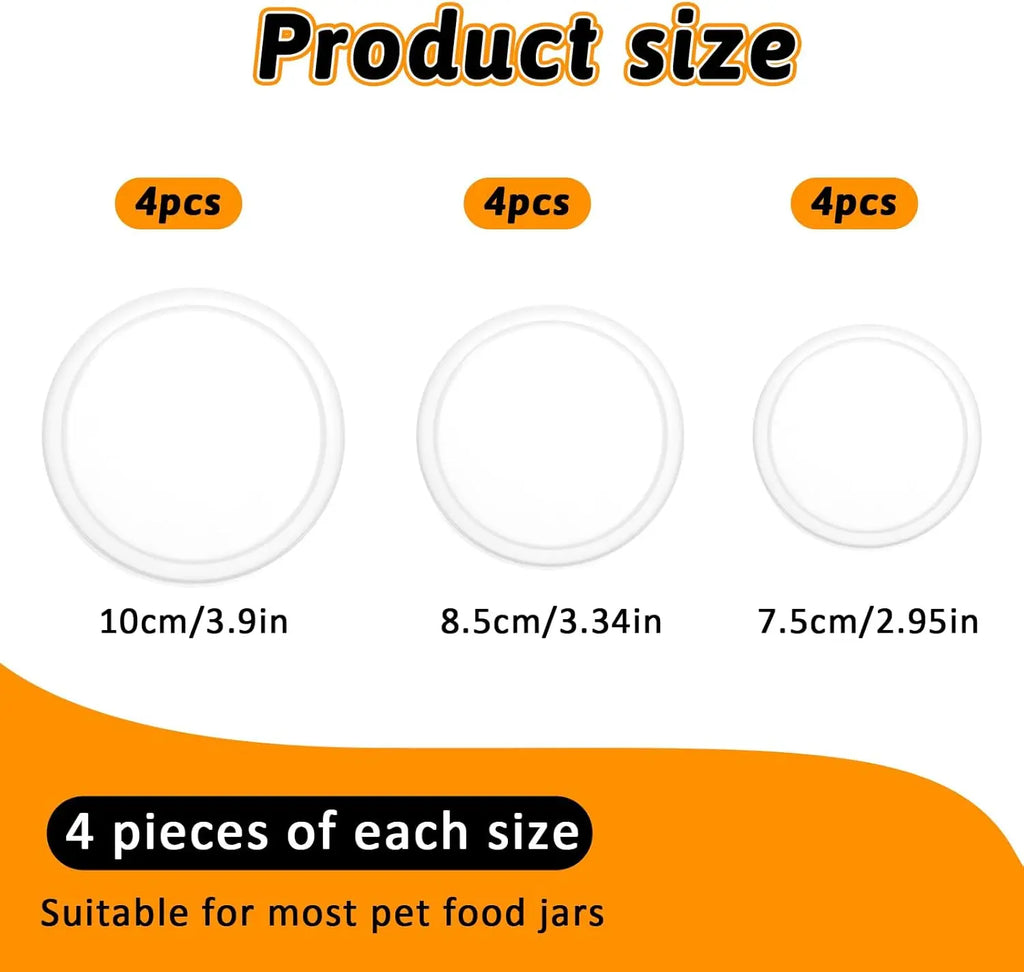12Pcs Pet Food Can Covers 7.5/8.5/10cm Plastic Tight Seal Lids Universal Can Lids for Canned Goods or Pet Dog Cat Food Saver