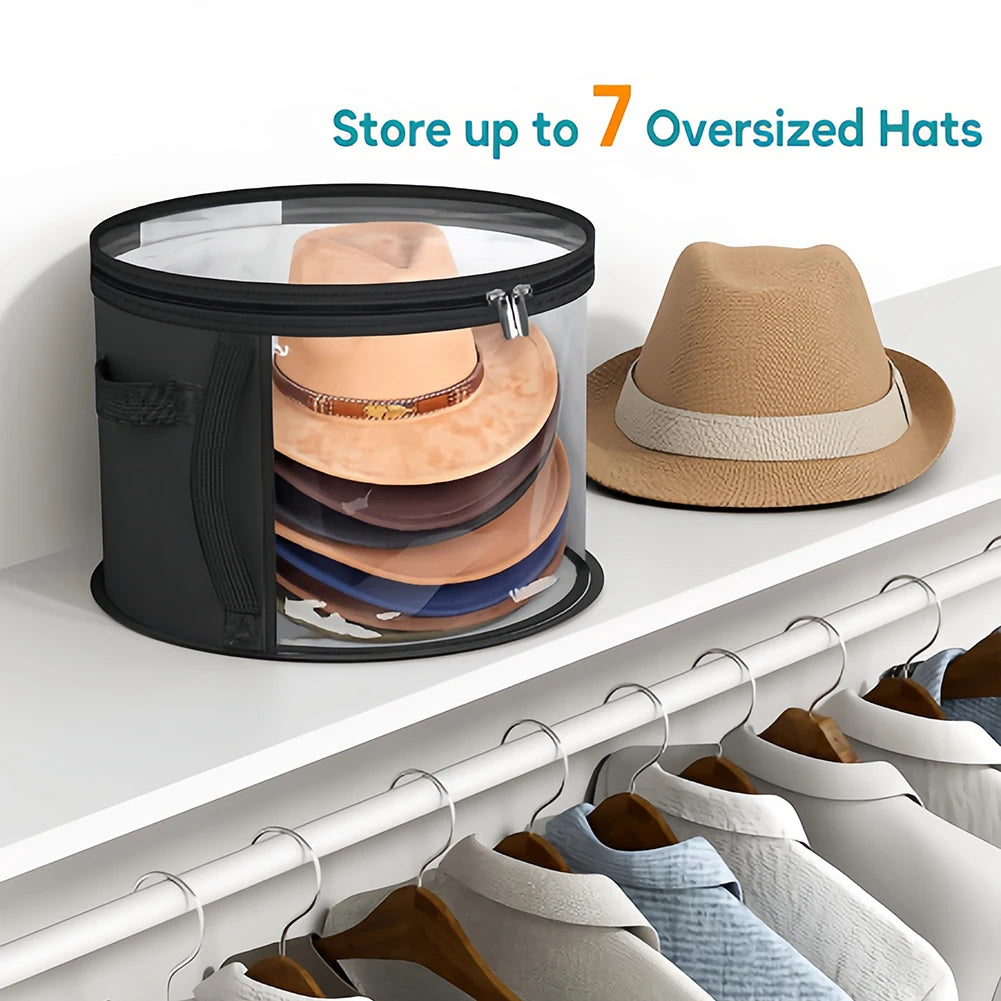 1pcs Non-woven Fabric Hat Storage Bucket Clothing Hat Travel Portable Organizer Foldable Storage Bag Space-saving Home Products
