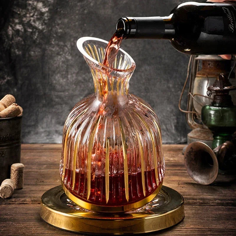 360 Rotating Wine Decanter Tumbler 1500ml Decanter Dispenser Crystal Glass Bottle Wine Aerator Mirror Jug Gift Bar Decoration