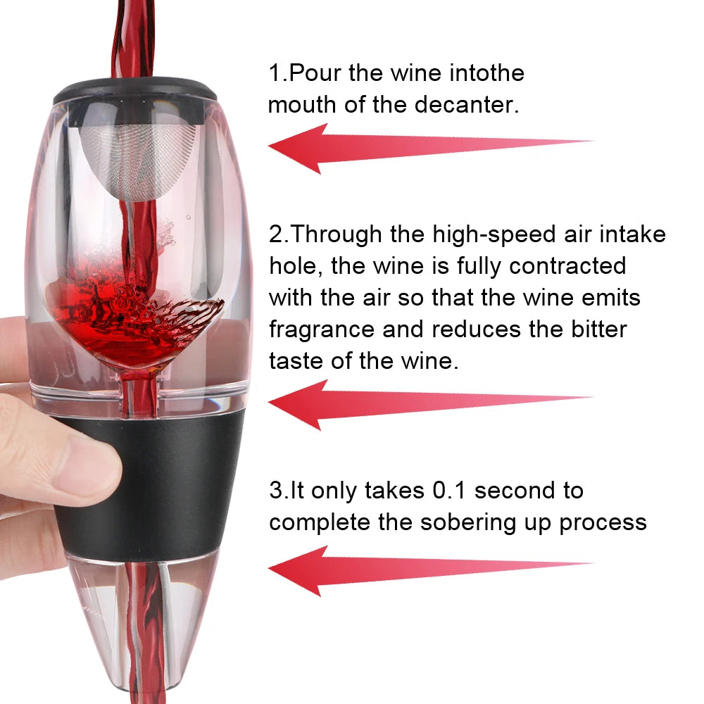 Red Wine Whisky Aerator Dispenser For Bar Party Kitchen Quick Sobering Professional Wine Decanter Pourer With Filter and Base