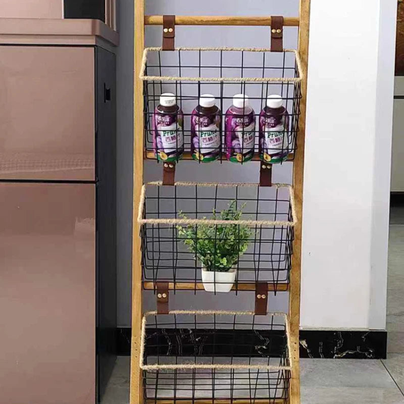 Home Floor Simple Storage Rack Household Living Room Kitchen Multi-functional Storage Shelves Metal Storage Shelves Snack Toys