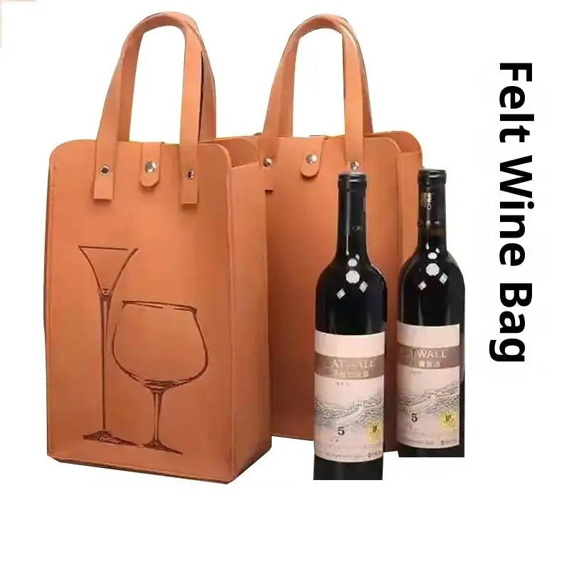 Felt Wine Bottle Bag Double Bottles Great Load Bearing Handheld Beverage Packaging Handbag Gift Wrap Storage Pouch Wine Tote Bag