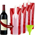 5Pcs Portable 750ML Wine Bag Flask Reusable Collapsible Wine Bottles Leak-Proof Travel Accessory with Funnel for Camping, Beach