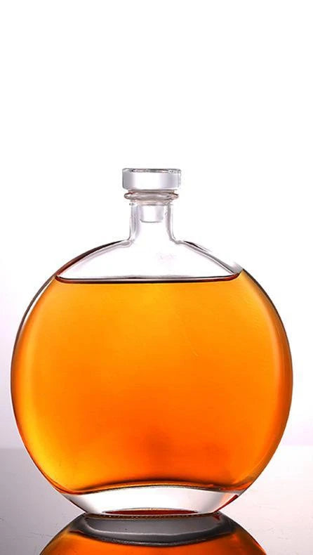 250ml 500ml Flat Round Baijiu Glass Bottle Fruit Wine Bottle Ice Wine Bottle Self Brewed Sealed Split Bottle Glass Container