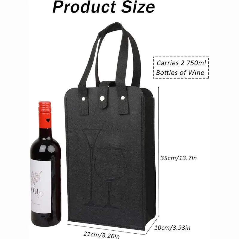 Felt Wine Bottle Bag Double Bottles Great Load Bearing Handheld Beverage Packaging Handbag Gift Wrap Storage Pouch Wine Tote Bag