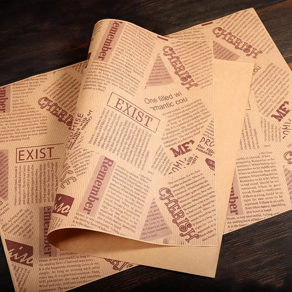 Paper Food Wrappers Paper Non-stick Newspaper Style Wax Paper Wax Paper Food Packaging Wrapping Paper Oil-proof Baking Paper