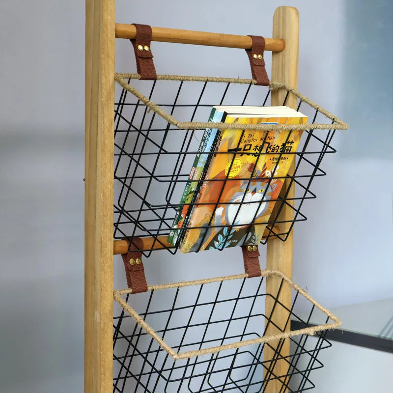 Home Floor Simple Storage Rack Household Living Room Kitchen Multi-functional Storage Shelves Metal Storage Shelves Snack Toys