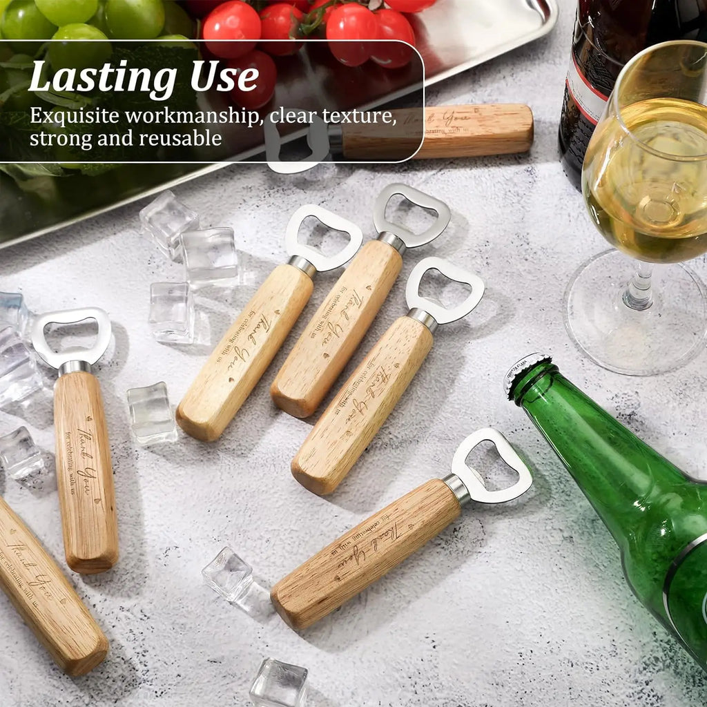 6Pcs Wood Wine Bottle Opener Beer Bottle Openers Engravable Bottle Opener for Home Bar Restaurant Party Wedding Favors DIY Gift