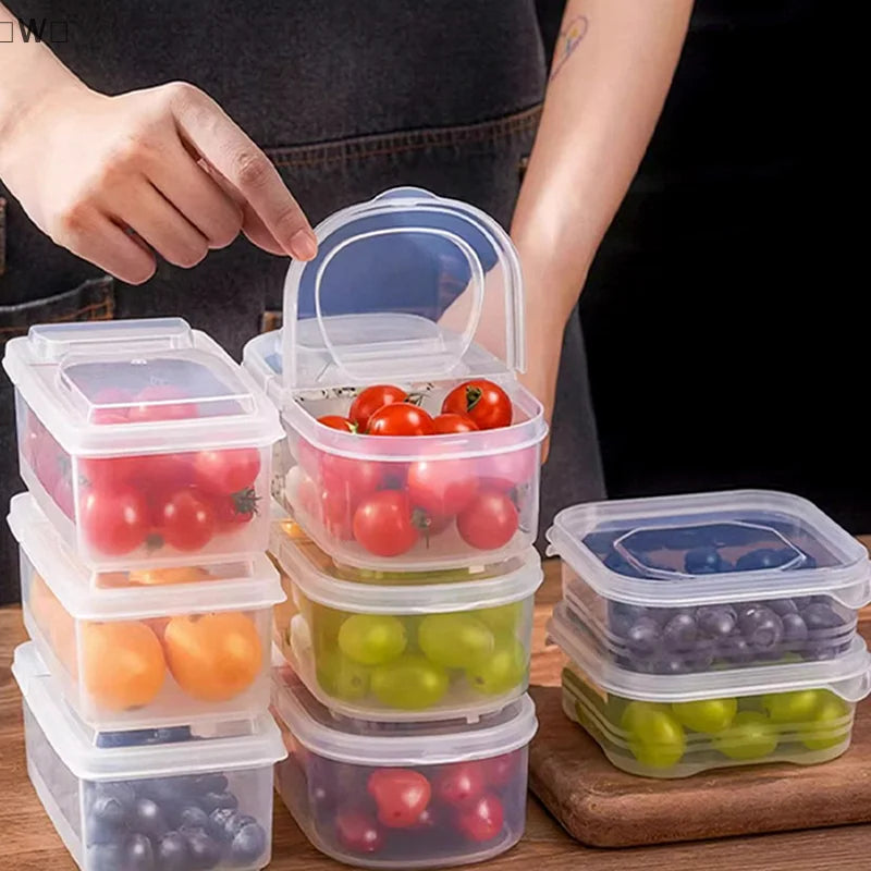 〔W〕Fruit Vegetable Packaging Food Storage Box Kitchen Refrigerator Fresh-keeping Box Classified Grid Food Storage Containers