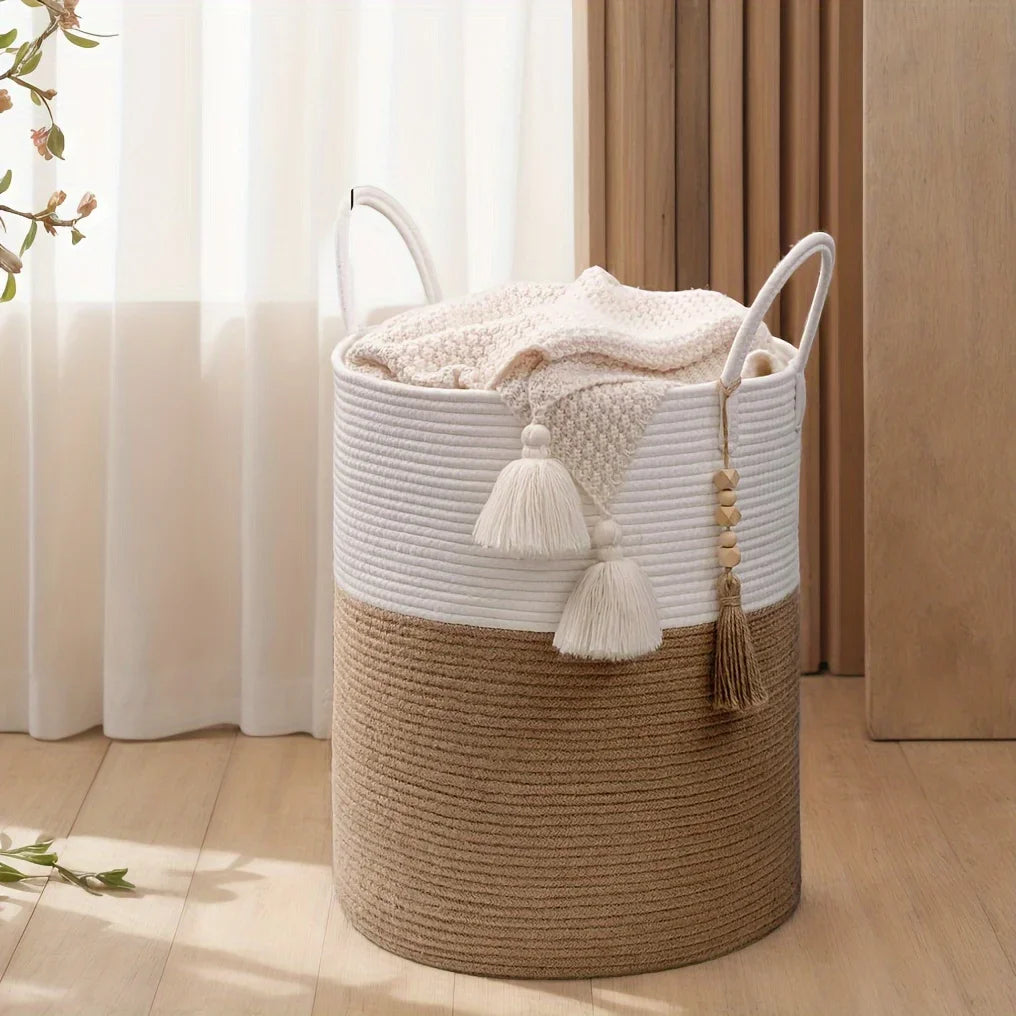 Household Rope Storage Bin Extra Large Storage Basket Dirty Clothes Toys for Bedroom Living Room Balcony Home Storage Supplies