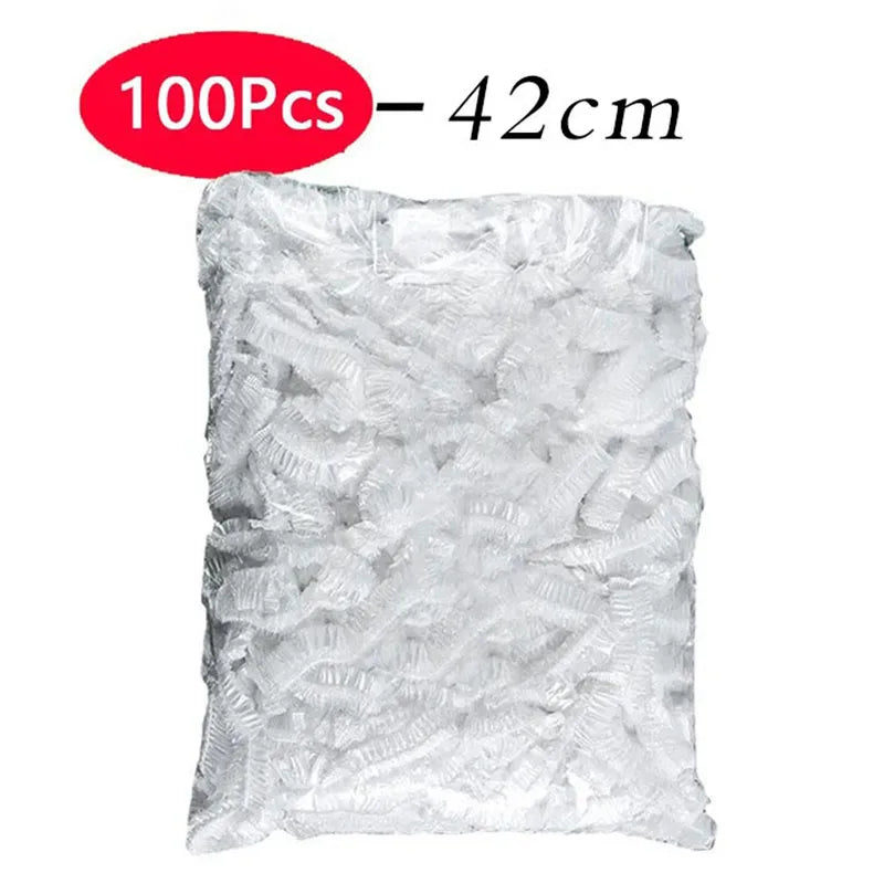 50 Pieces Disposable Food Cover Plastic Wrap Food Grade Fruit And Vegetable Plastic Bags Elastic Plastic Bags Kitchen Organizer