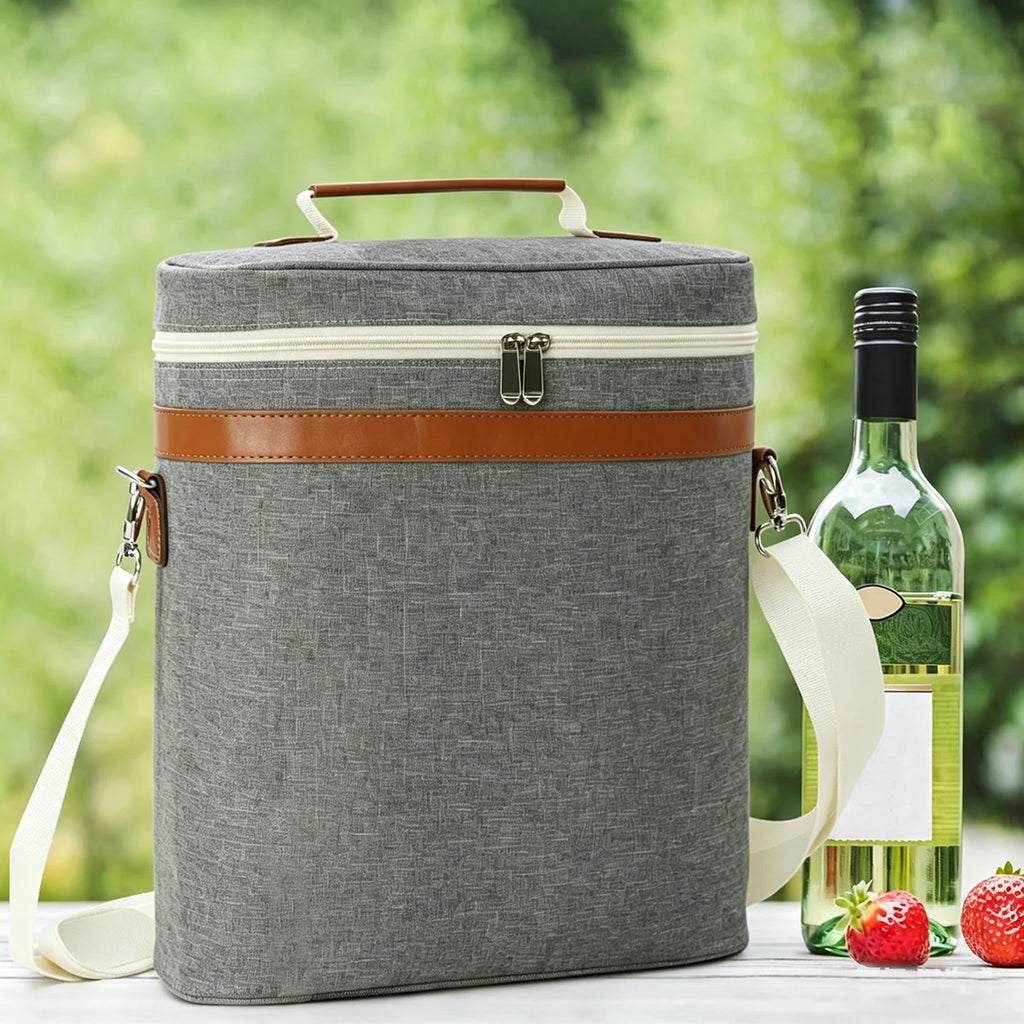 2 /3 Bottles Insulated Wine Carrier Bag for Travel,  Perfect Wine Lover's Gift, Great for Picnics and Outdoor Entertaining