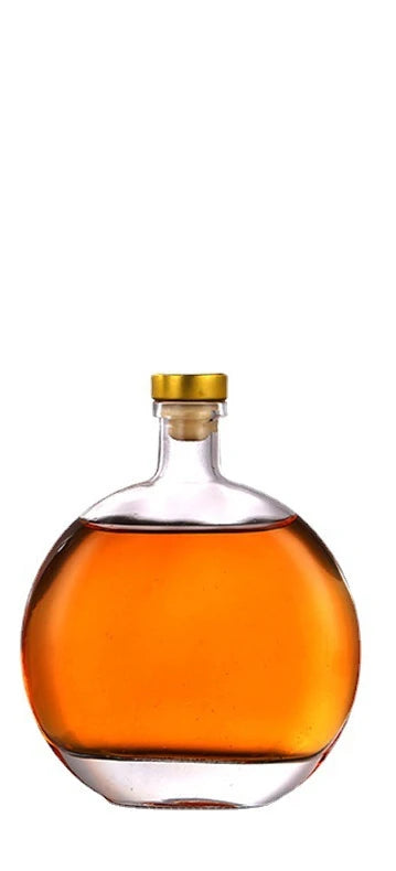 250ml 500ml Flat Round Baijiu Glass Bottle Fruit Wine Bottle Ice Wine Bottle Self Brewed Sealed Split Bottle Glass Container