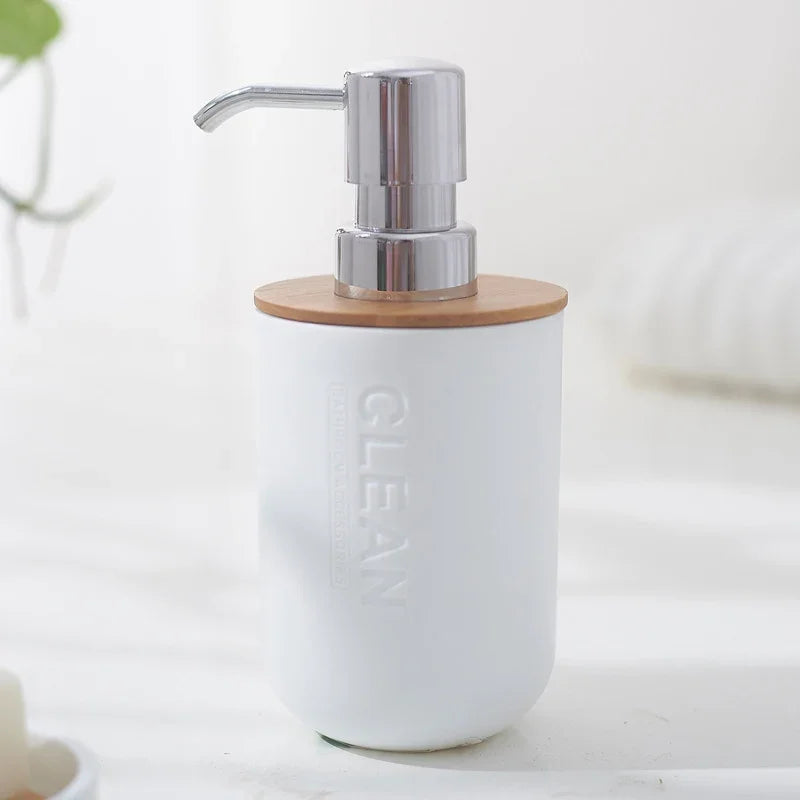 Household Bathroom Supply Washing Tools Bamboo Soap Dish Soap Dispenser Toothbrush Holder Toilet Brush Bathroom Accessories