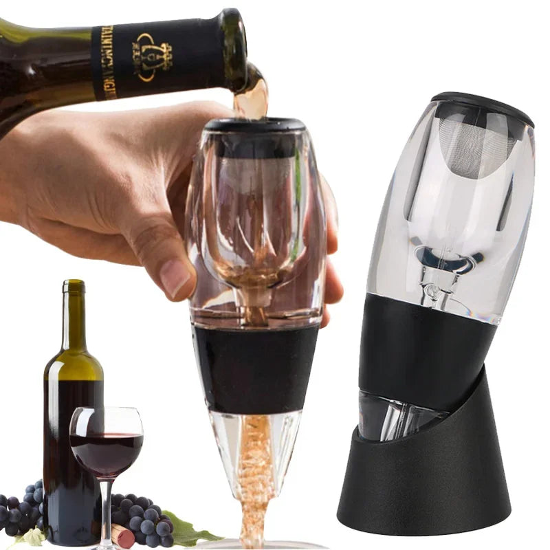 Professional Wine Decanter Pourer with Filter and Base Quick Sobering Wine Whisky Aerator Dispenser Wine Accessories
