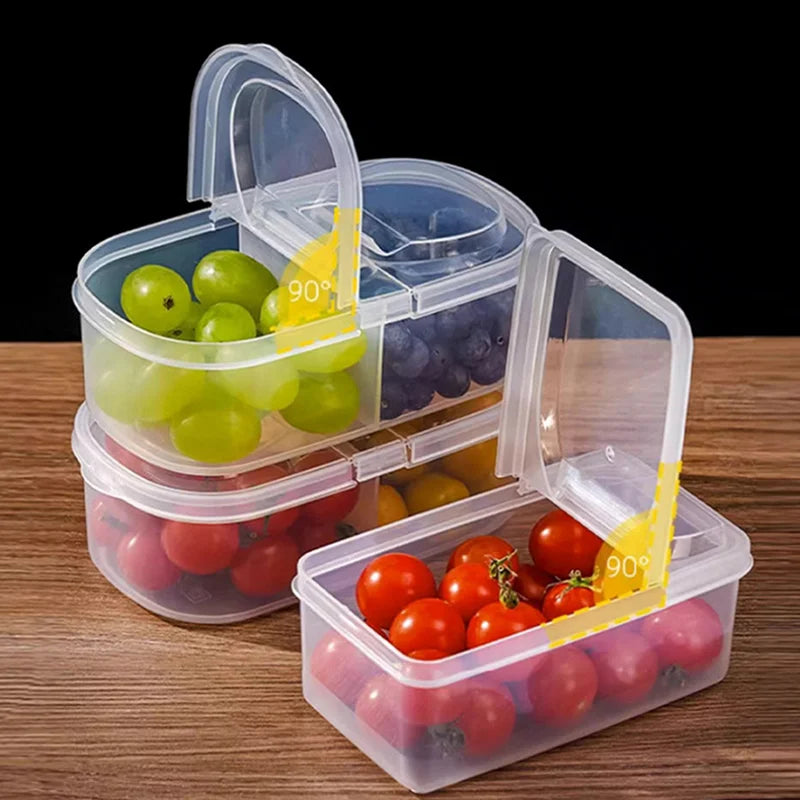 〔W〕Fruit Vegetable Packaging Food Storage Box Kitchen Refrigerator Fresh-keeping Box Classified Grid Food Storage Containers