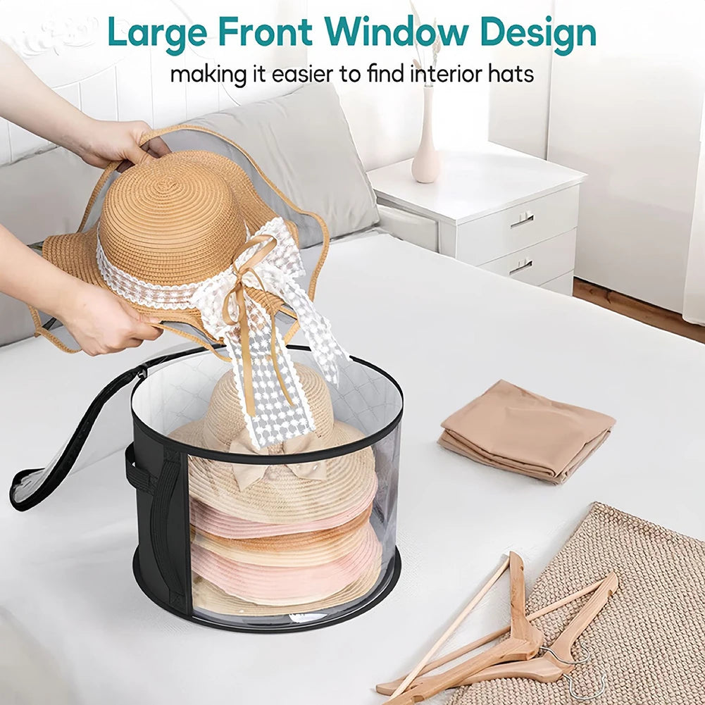 1pcs Non-woven Fabric Hat Storage Bucket Clothing Hat Travel Portable Organizer Foldable Storage Bag Space-saving Home Products