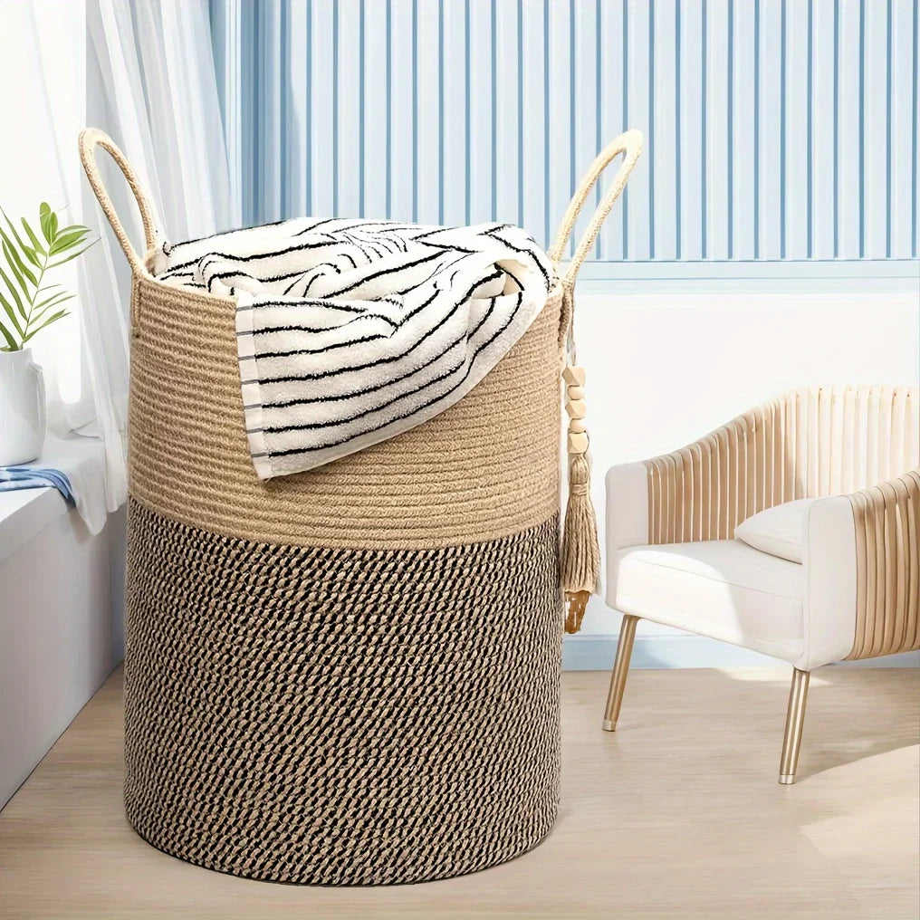 Household Rope Storage Bin Extra Large Storage Basket Dirty Clothes Toys for Bedroom Living Room Balcony Home Storage Supplies
