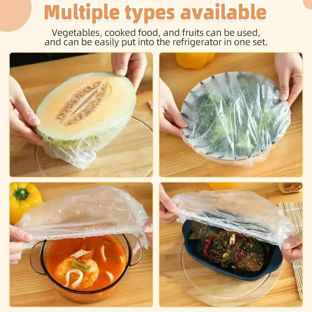 100pcs Wrap Disposable Food Cover,Elastic Food Bowl Protective Covers,Fruit Fresh-keeping Plastic Bag,Fruit Vegetable Cover
