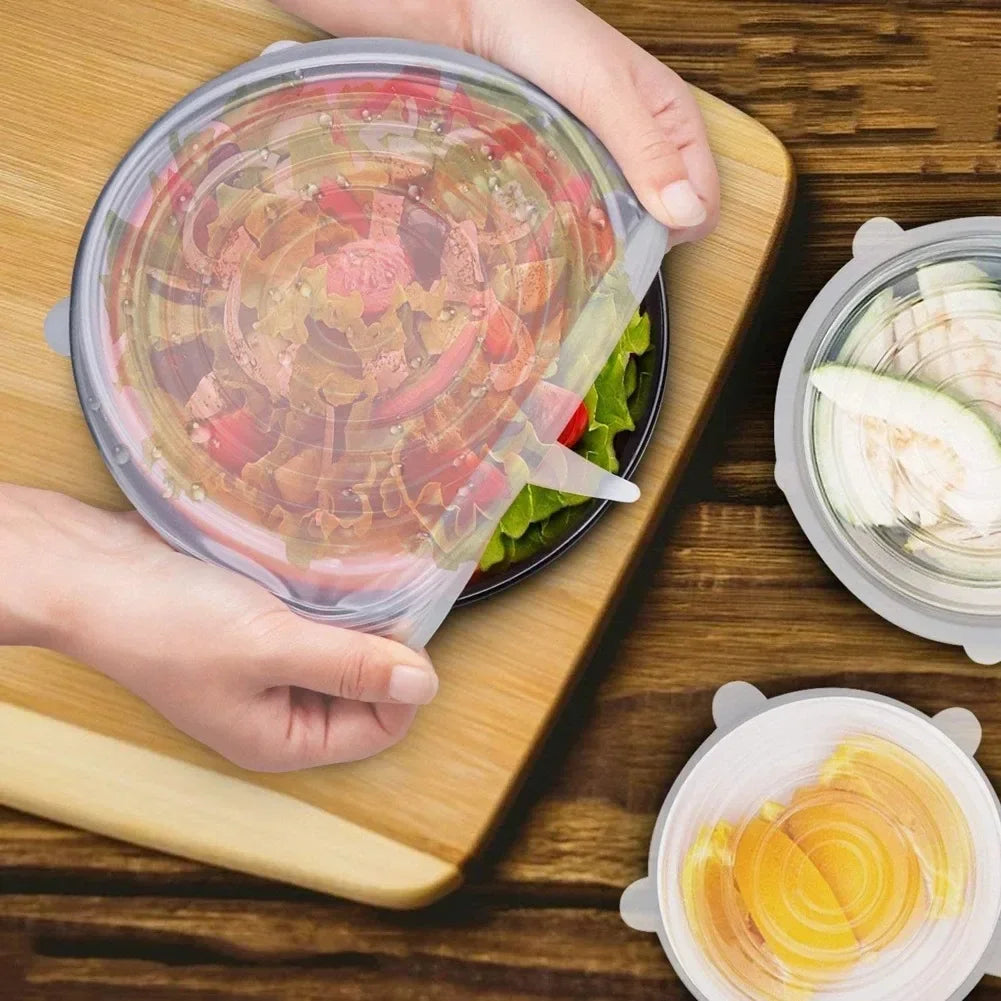 Food Cover Adjustable Elastic Silicone Cap Reusable Kitchen Utensil Storage Airtight Food Packaging Lids Accessories Accessory