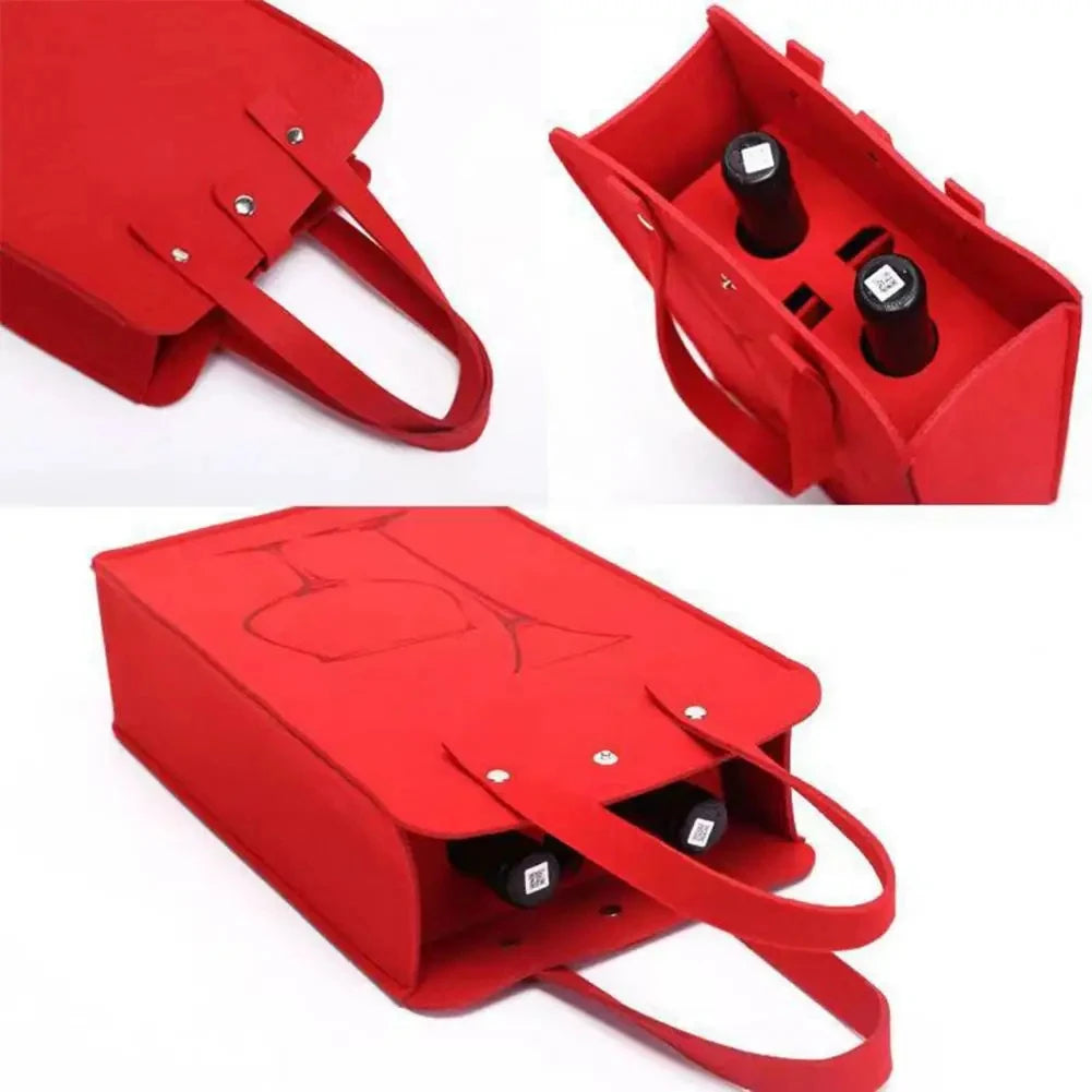 Felt Wine Bottle Bag Double Bottles Great Load Bearing Handheld Beverage Packaging Handbag Gift Wrap Storage Pouch Wine Tote Bag