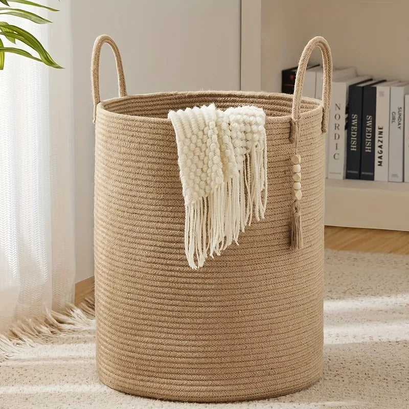 Household Rope Storage Bin Extra Large Storage Basket Dirty Clothes Toys for Bedroom Living Room Balcony Home Storage Supplies