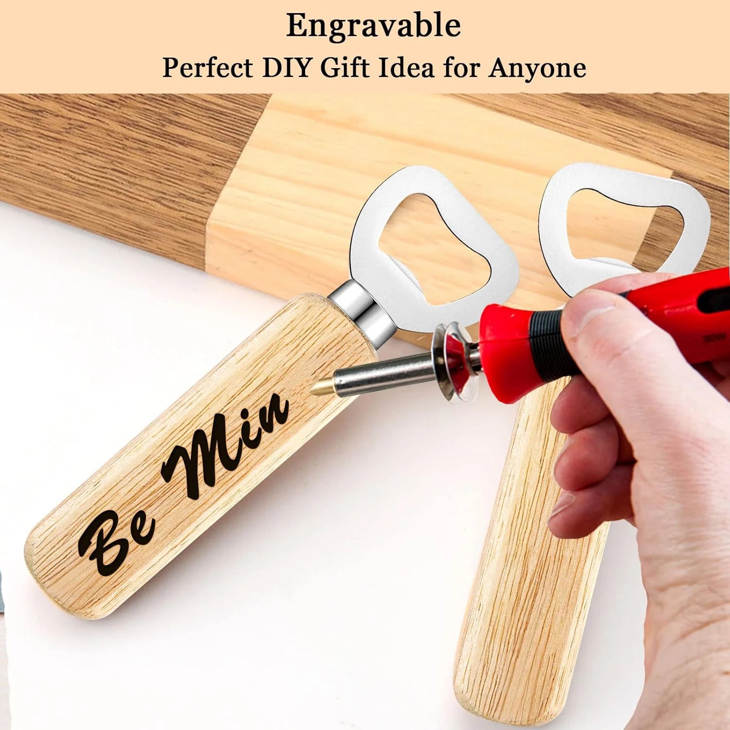 6Pcs Wood Wine Bottle Opener Beer Bottle Openers Engravable Bottle Opener for Home Bar Restaurant Party Wedding Favors DIY Gift