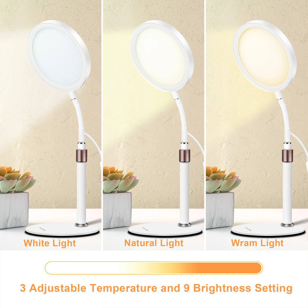 Household Desktop Light Therapy Device / Sleep Lamp with Adjustable Cold & Warm Multi-color Modes and 10000Lux Intensity for Dep