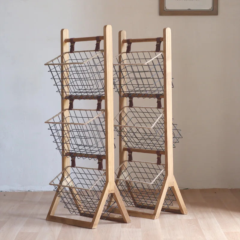 Home Floor Simple Storage Rack Household Living Room Kitchen Multi-functional Storage Shelves Metal Storage Shelves Snack Toys