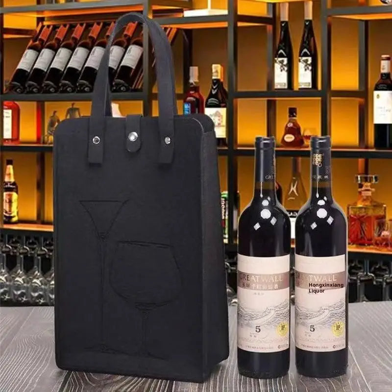 Felt Wine Bottle Bag Double Bottles Great Load Bearing Handheld Beverage Packaging Handbag Gift Wrap Storage Pouch Wine Tote Bag