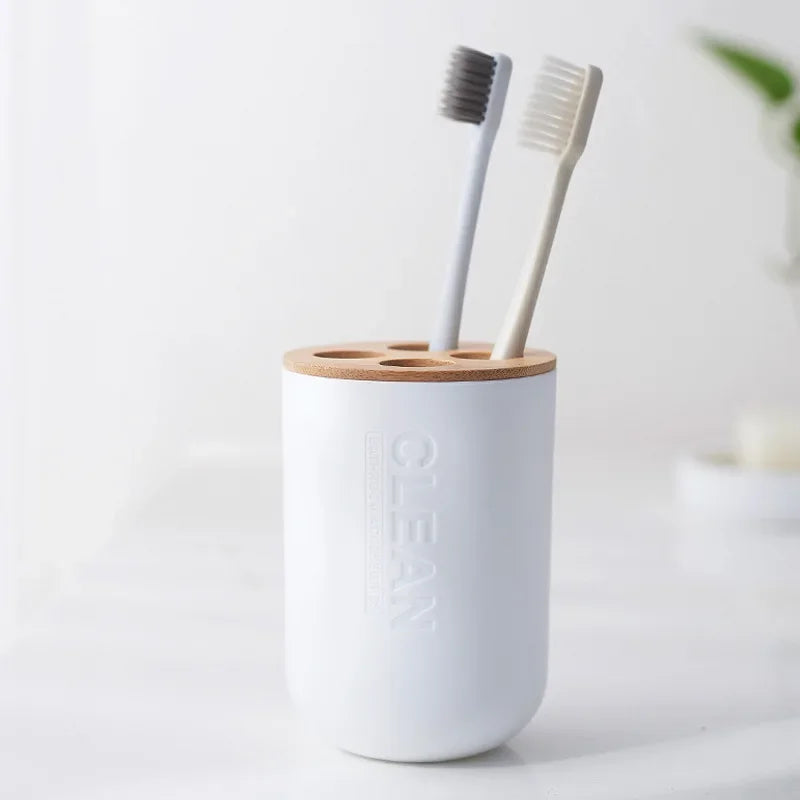 Household Bathroom Supply Washing Tools Bamboo Soap Dish Soap Dispenser Toothbrush Holder Toilet Brush Bathroom Accessories