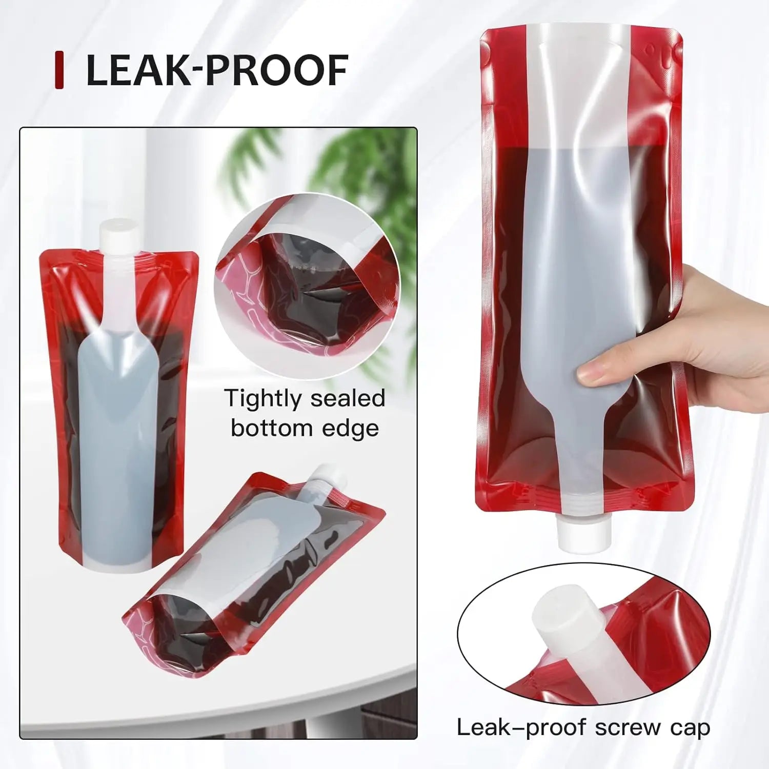 5Pcs Portable 750ML Wine Bag Flask Reusable Collapsible Wine Bottles Leak-Proof Travel Accessory with Funnel for Camping, Beach