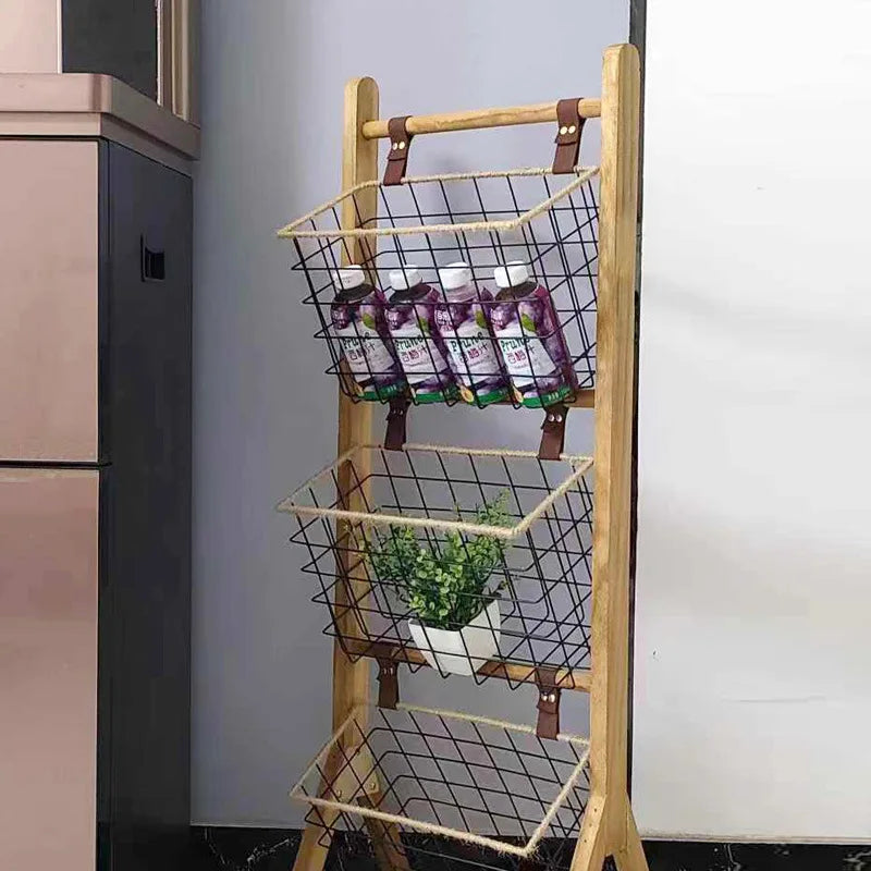 Home Floor Simple Storage Rack Household Living Room Kitchen Multi-functional Storage Shelves Metal Storage Shelves Snack Toys