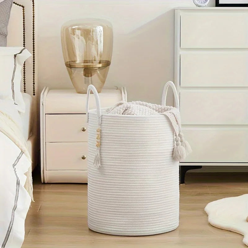 Household Rope Storage Bin Extra Large Storage Basket Dirty Clothes Toys for Bedroom Living Room Balcony Home Storage Supplies