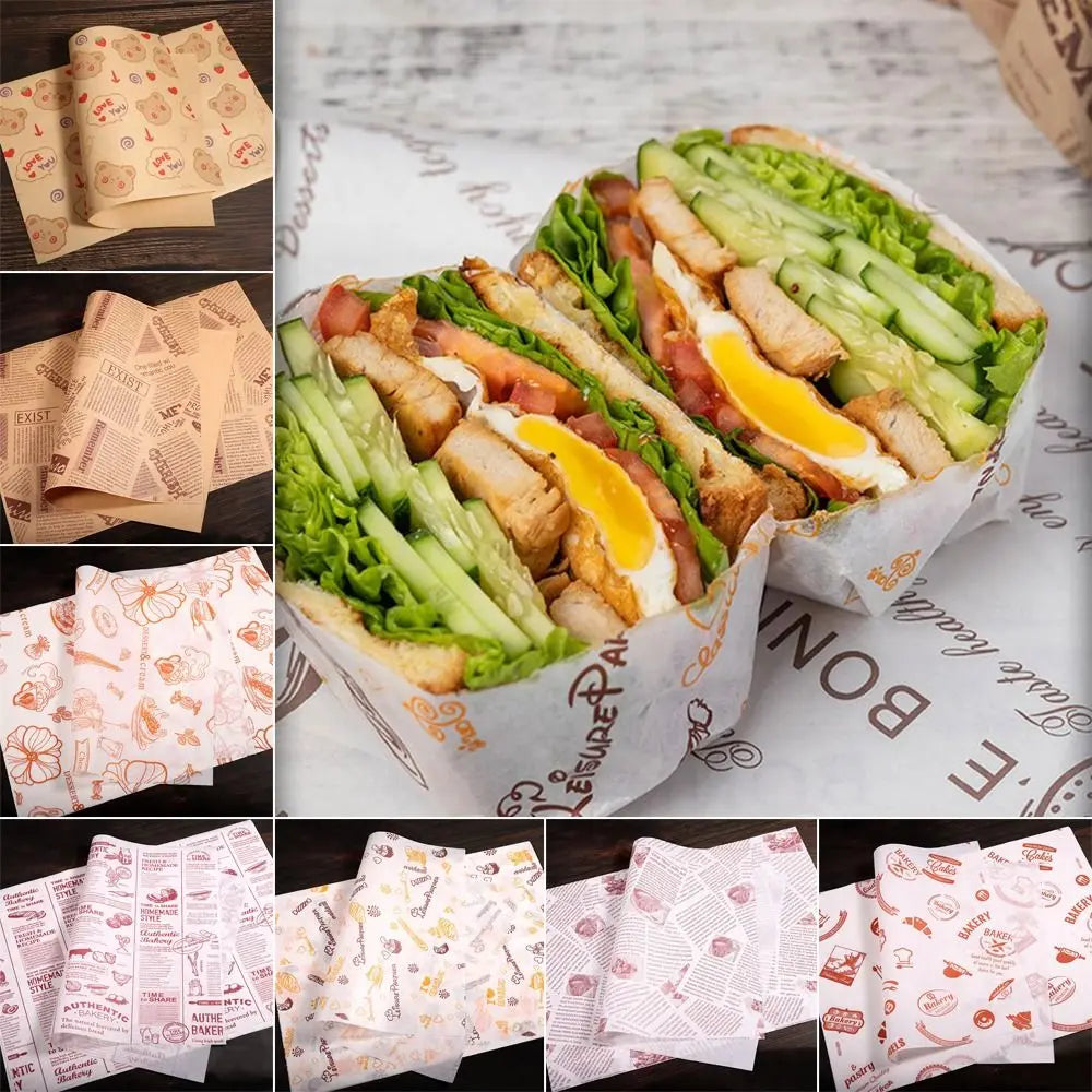 Paper Food Wrappers Paper Non-stick Newspaper Style Wax Paper Wax Paper Food Packaging Wrapping Paper Oil-proof Baking Paper